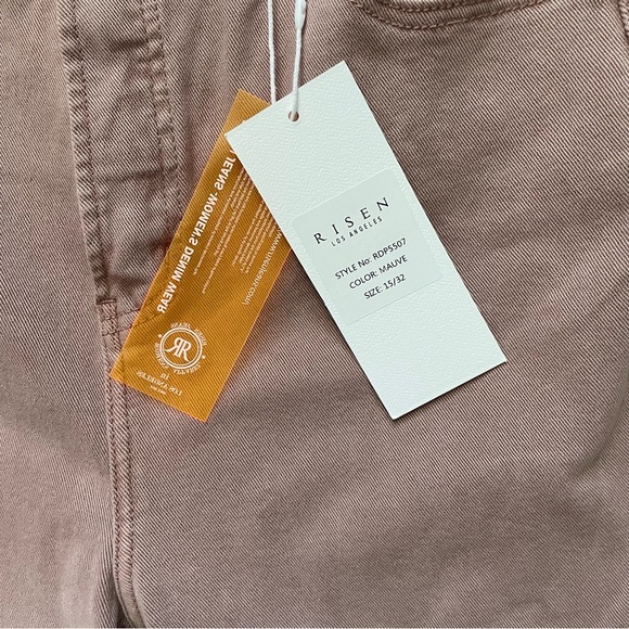 NWT Risen High Rise Raw Hem Slit Straight Jeans in Mauve size 15/32 - Picture 6 of 15